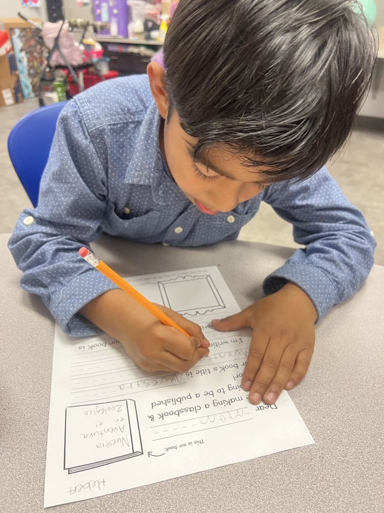 student writing