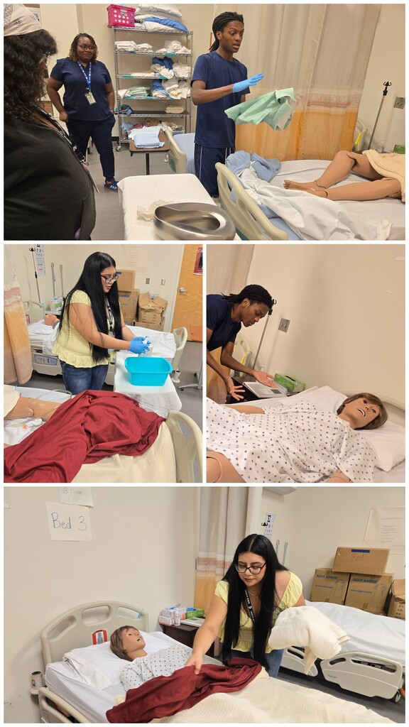 Senior students prepare for their CNA exam.