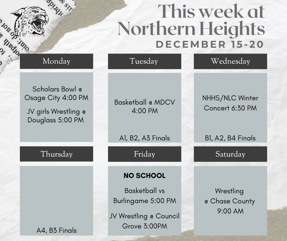 NH Schedule Dec. 15-20