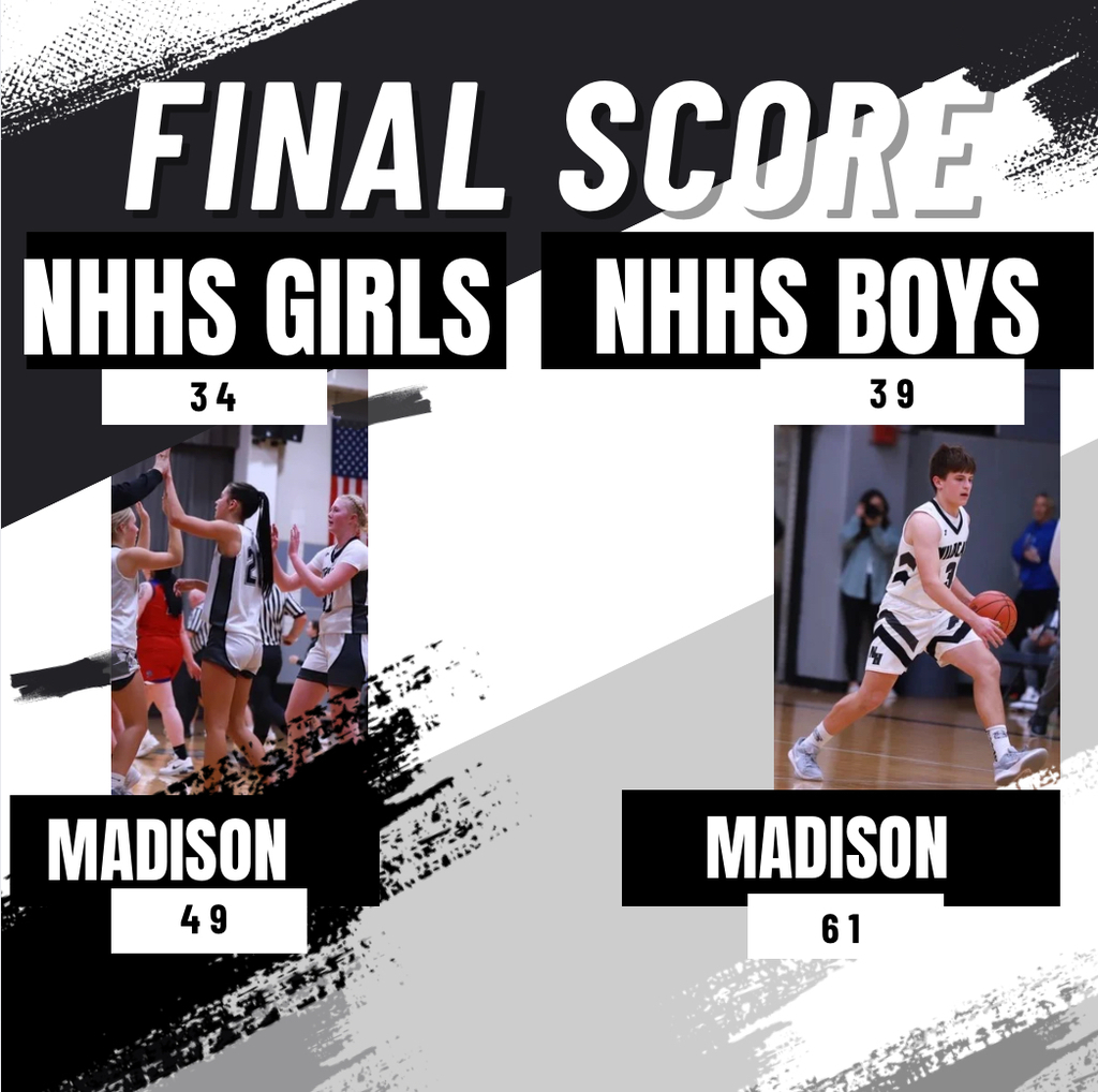 Here are the final scores for the NHHS cats against the Madison bulldogs. The next basketball game will be hosted by heights against Lebo this Friday.