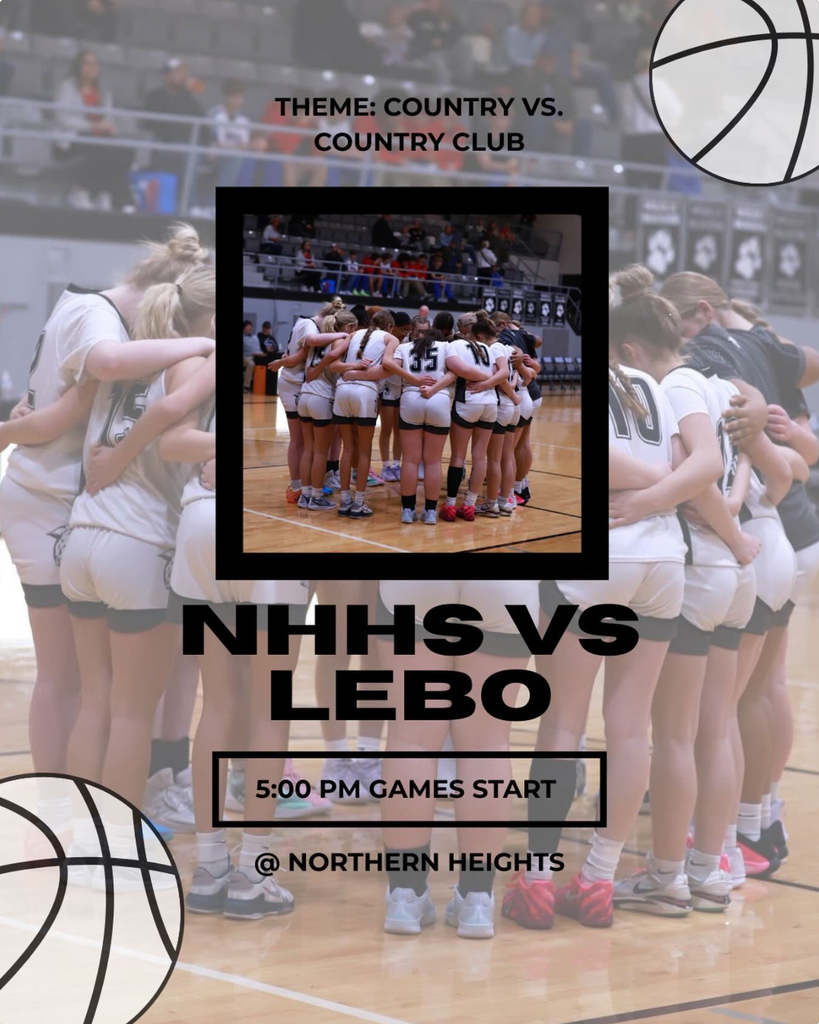Today is NHHS vs. Lebo @ Heights, Varsity begins at 6:00. Theme is Country v. Country Club!