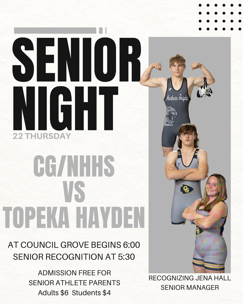 Tonight is the senior recognition for the Wildcats! Join us at Council Grove.