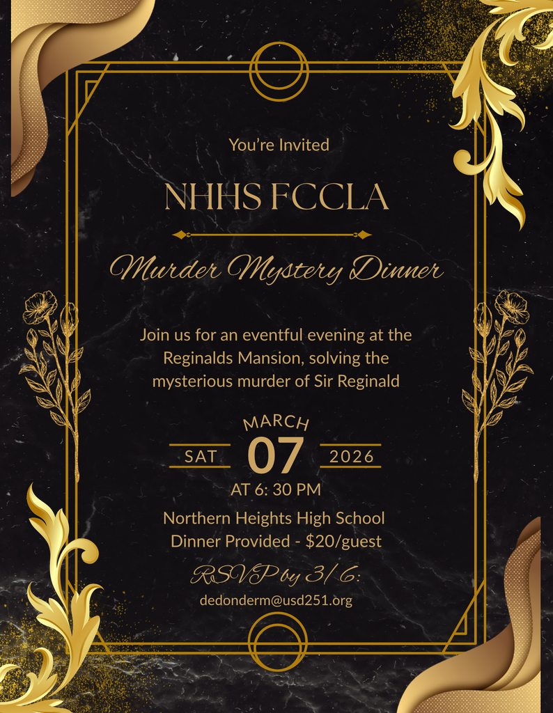 Join us March 7th for the NHHS FCCLA Murder Mystery Dinner! RSVP information on post.