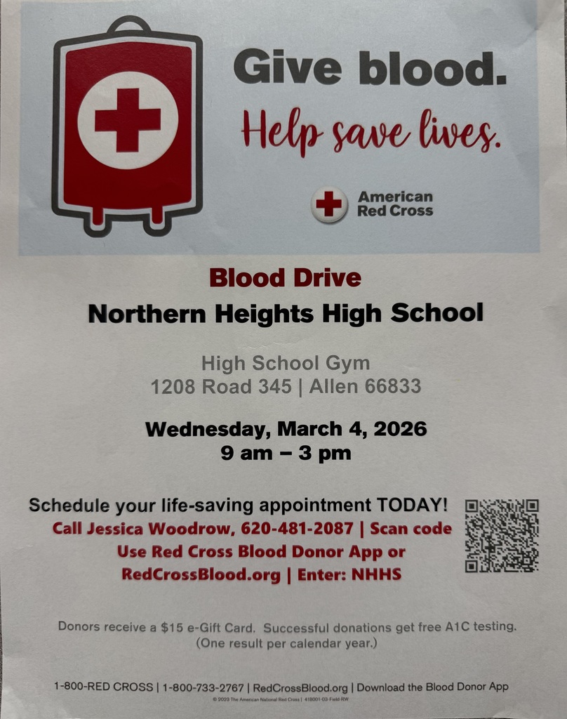Blood drive at Northern Heights, donate blood March 4th 9am-3pm.