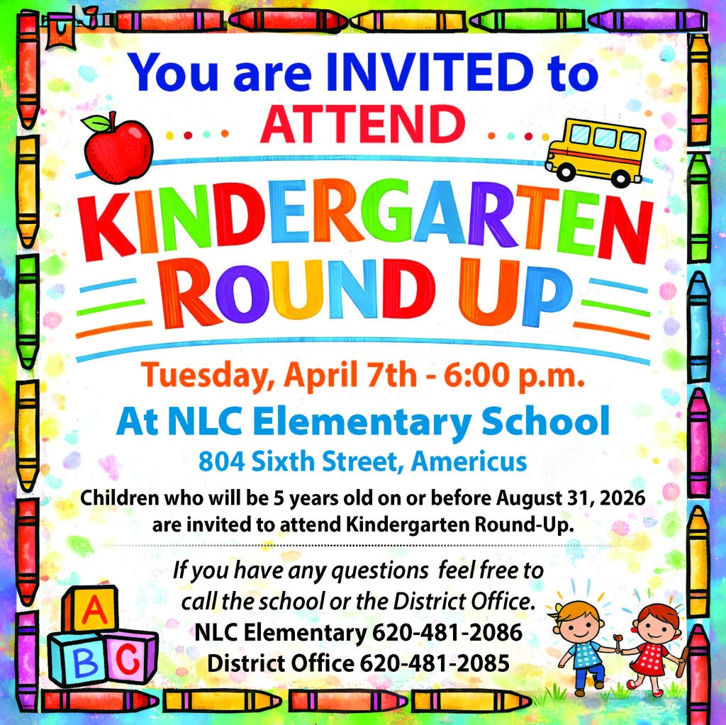 Kindergarten Round Up on April 7th at 6 pm