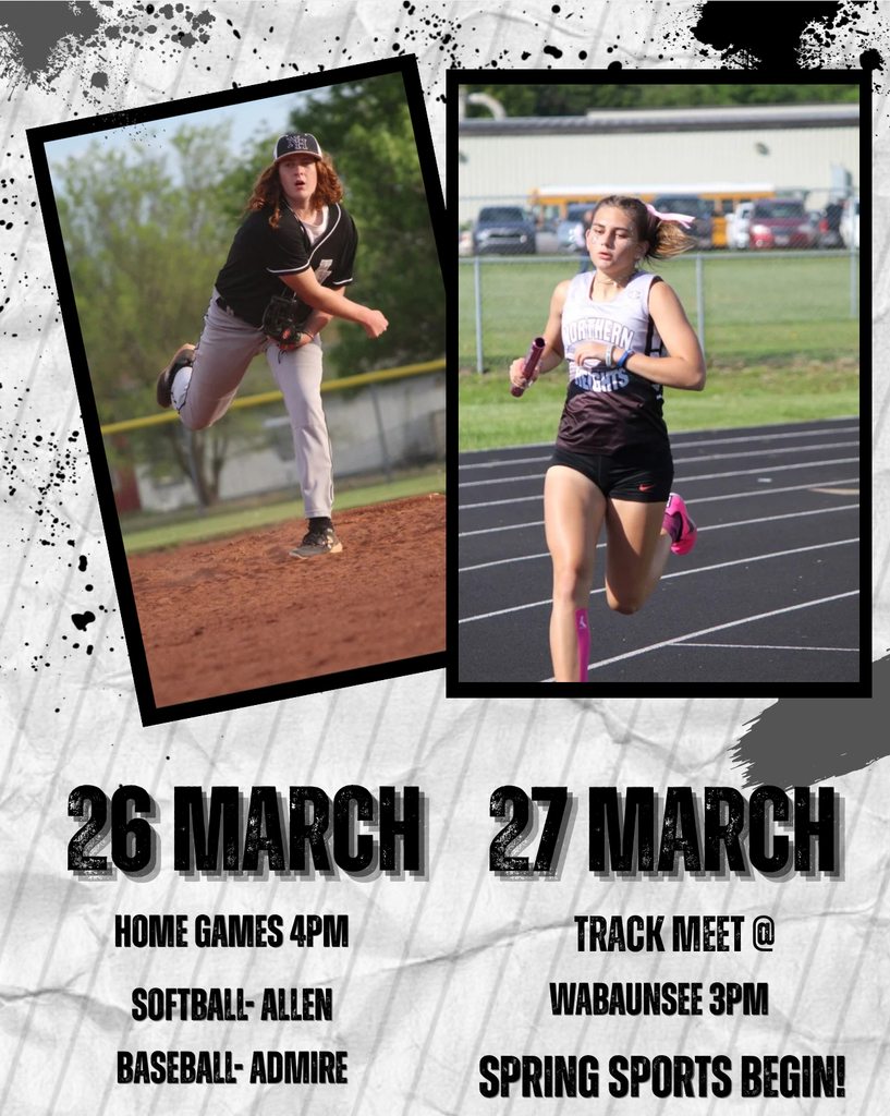 Thursday and Friday are busy days for the Northern Heights spring sports teams. First official games/meets! Come support all the athletes! 