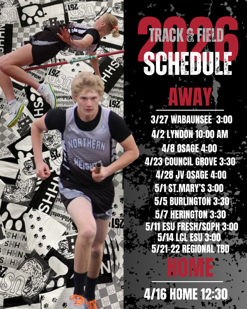 This is the 2025-2026 track and field schedule for the cats this year. Regionals and state will be announced later.