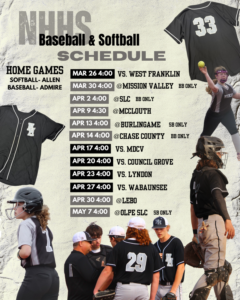 Softball and Baseball schedules for the 25-26 school year. Show your wildcat pride! Regionals are TBD.