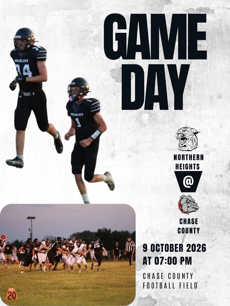 Northern Heights football @ Chase County. Starts @ 7PM