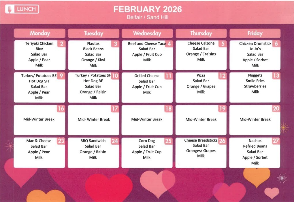 February Lunch Menu
