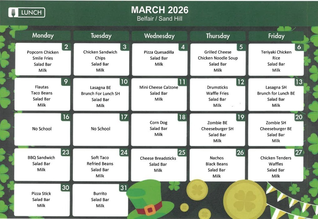 March Lunch Menu
