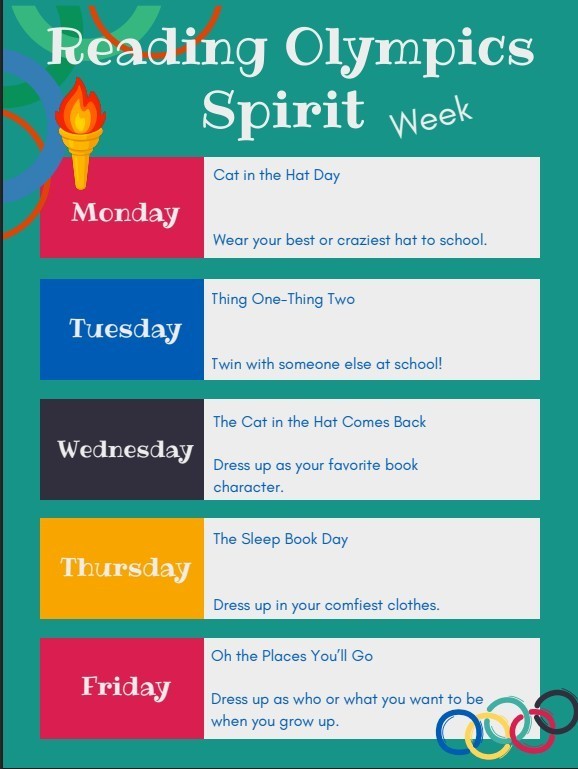 Reading Olympics Spirit week