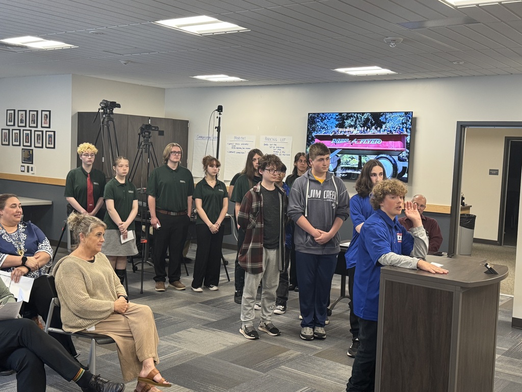 HS and Hawkins TSA students at board meeting