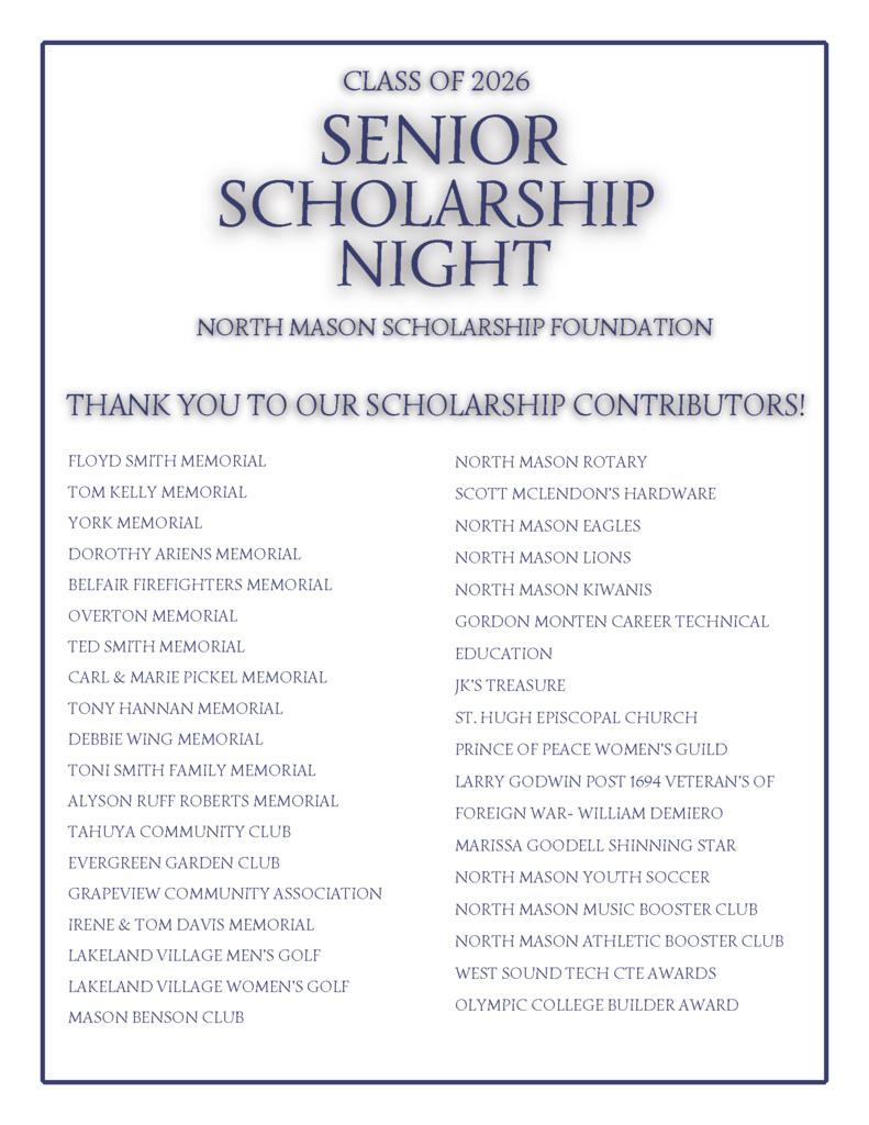 Senior Scholarship Donors