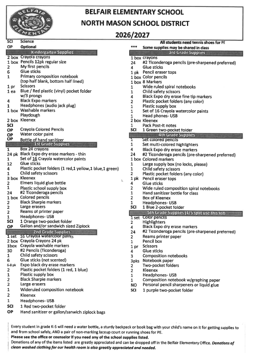 School Supply List