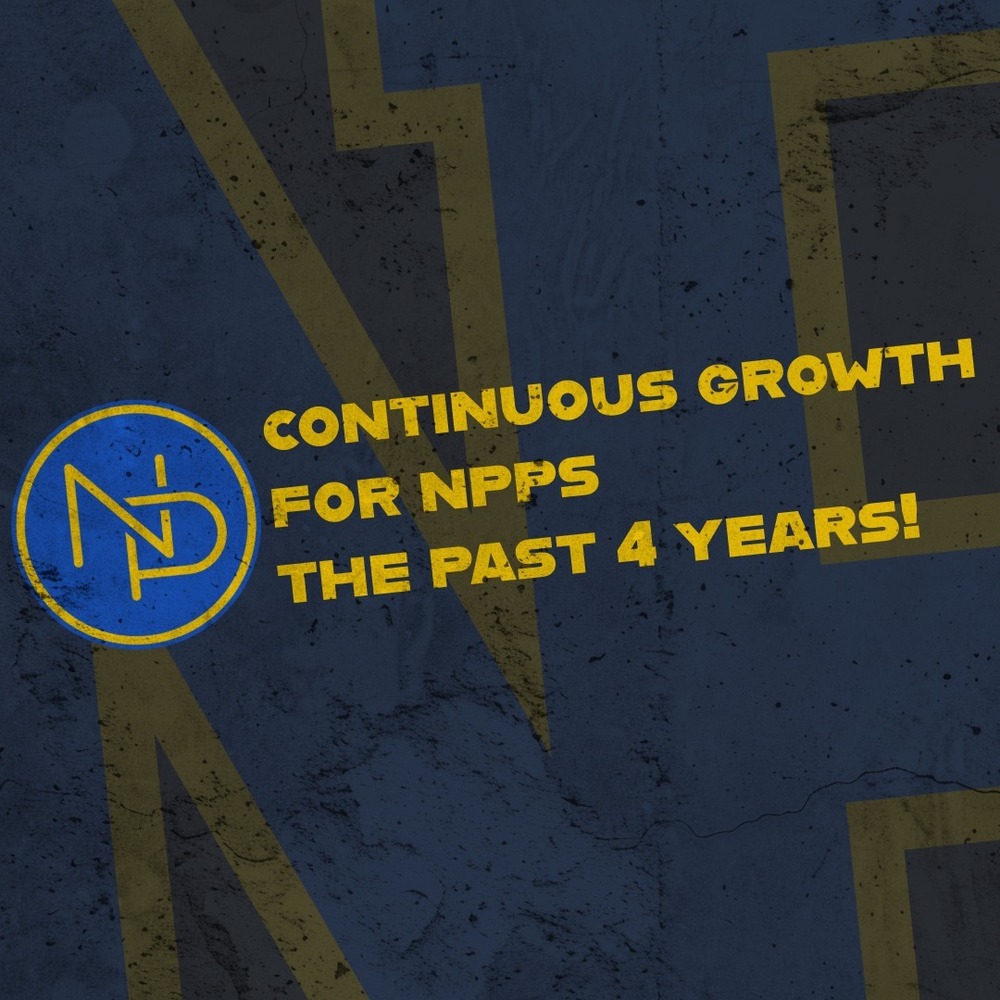 NP Logo with text that reads: Continuous growth for NPPS the past 4 years!