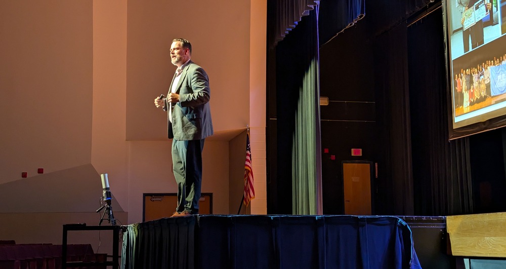 Josh Ray delivering message at NPPS District Welcome