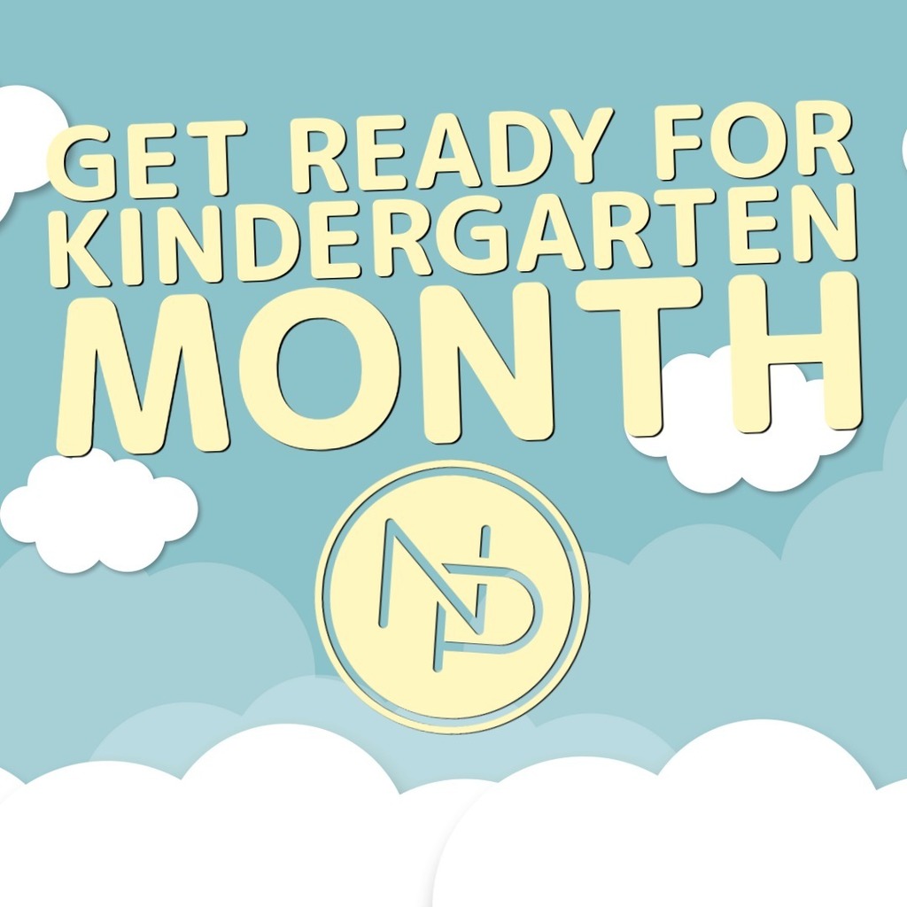 Get ready for kindergarten graphic with NP logo on cut paper design.