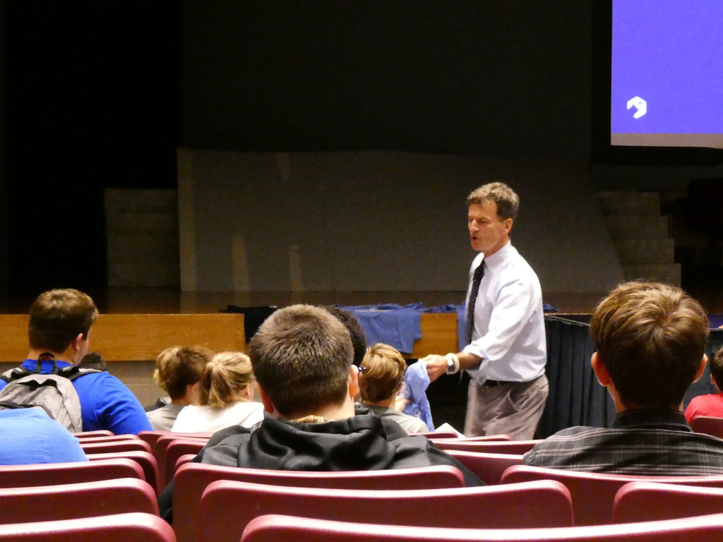 John Baylor presenting to NPHS students.