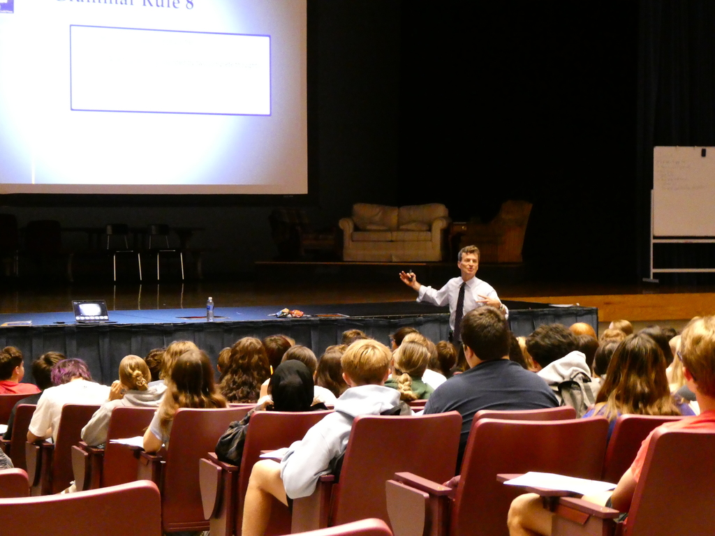 John Baylor presenting to NPHS students.