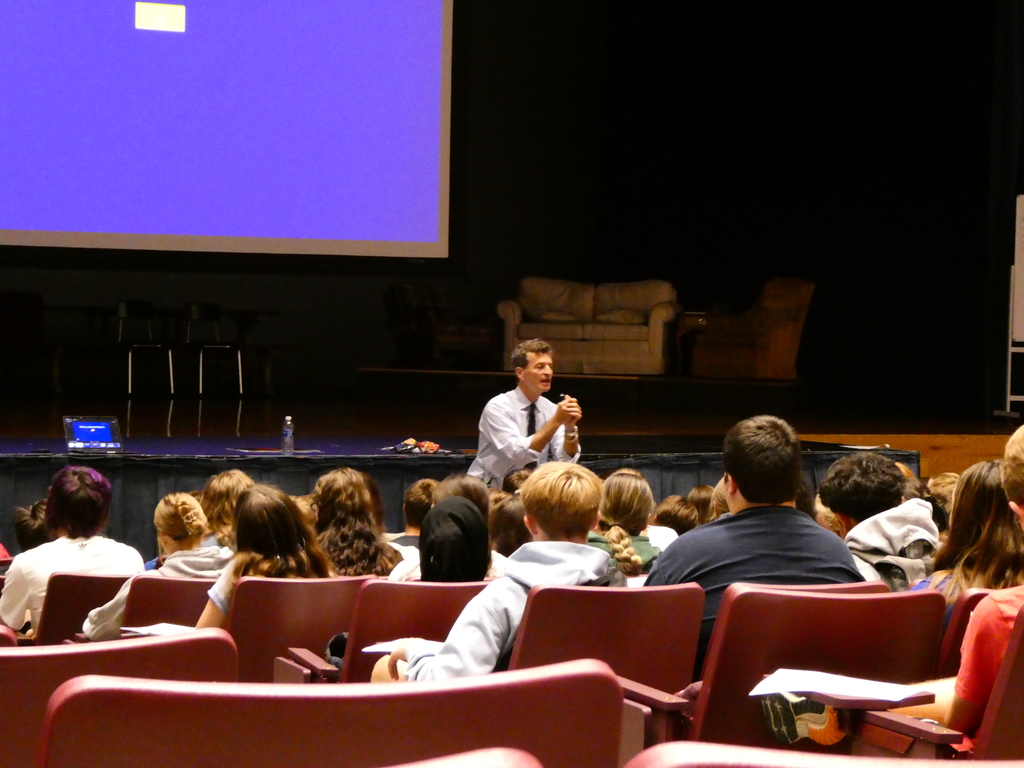 John Baylor presenting to NPHS students.