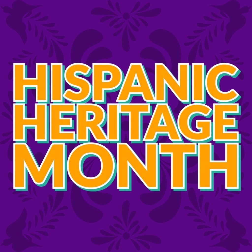 Hispanic Heritage Month text with floral design in background.