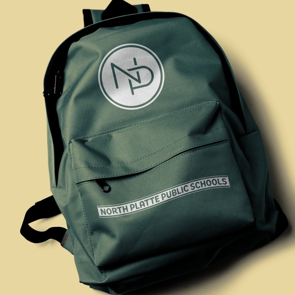 Backpack with the NP North Platte Public Schools Logo.