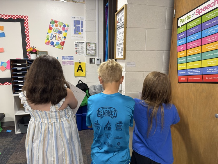 students working on posters about frogs