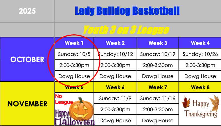 Girls BB Schedule