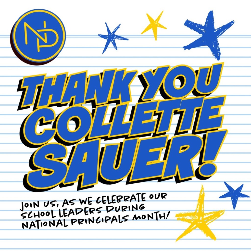 Note that reads: Thank you Collette Sauer! Join us, as we celebrate our school leaders during national principals month!