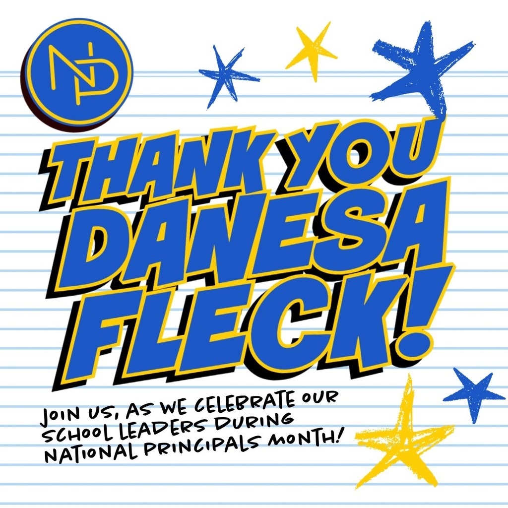 np logo and stars with note that reads: Thank you Danesa Fleck! Join us, as we celebrate our school leaders during national principals month!