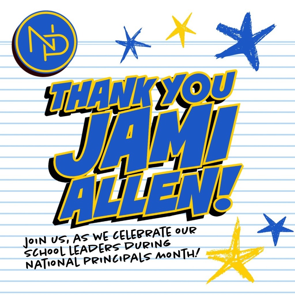 Note that says Thank You Jami Allen! Join us, as we celebrate our school leaders during National Principals Month! with NP logo.