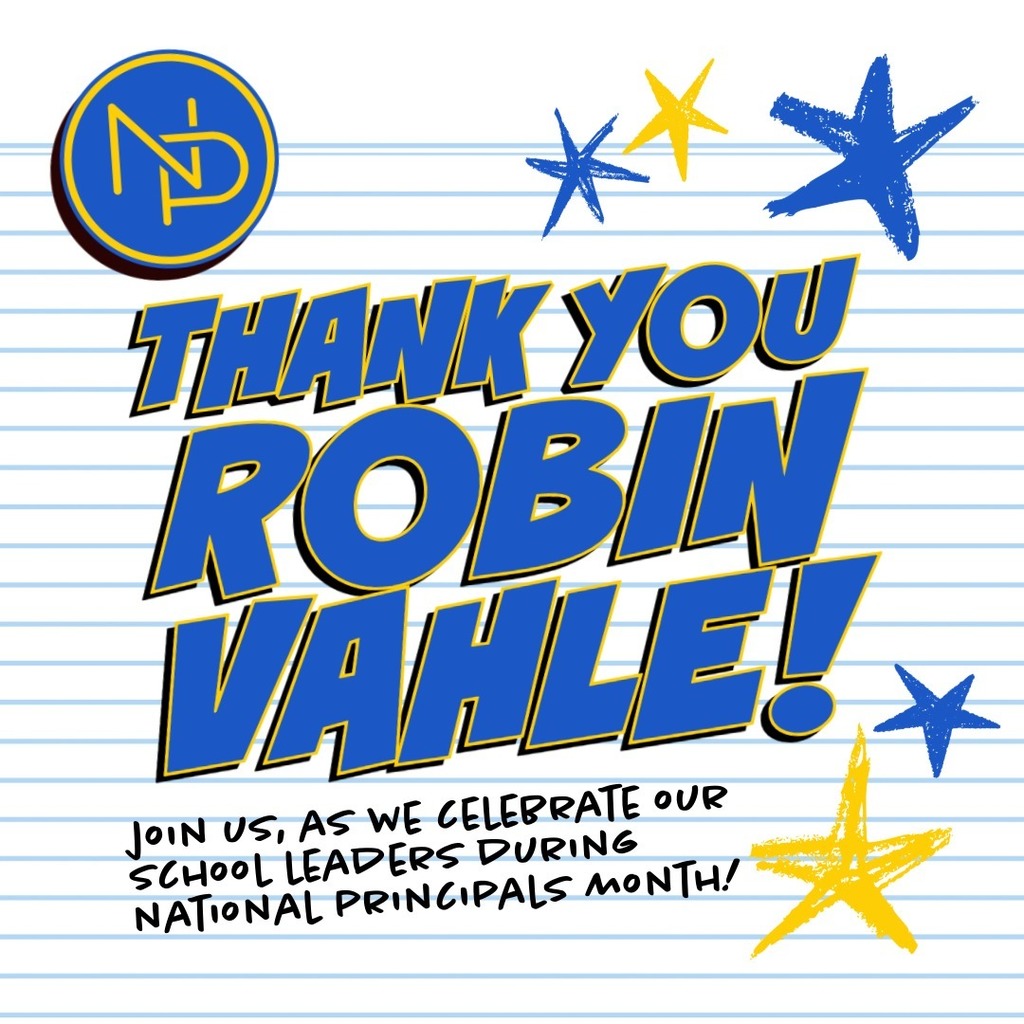 NP logo on note that reads: Thank you Robin Vahle! Join us, as we celebrate our school leaders during national principals month!