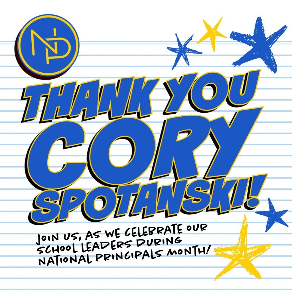 NP logo with note that reads: Thank you Cory Spotanski! Join us, as we celebrate our school leaders during national principals month!