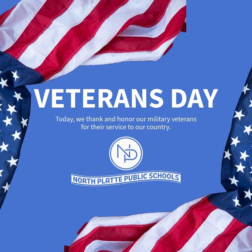Veterans Day with American Flag and NP logo. Today, we thank and honor our military veterans for their service to our country.