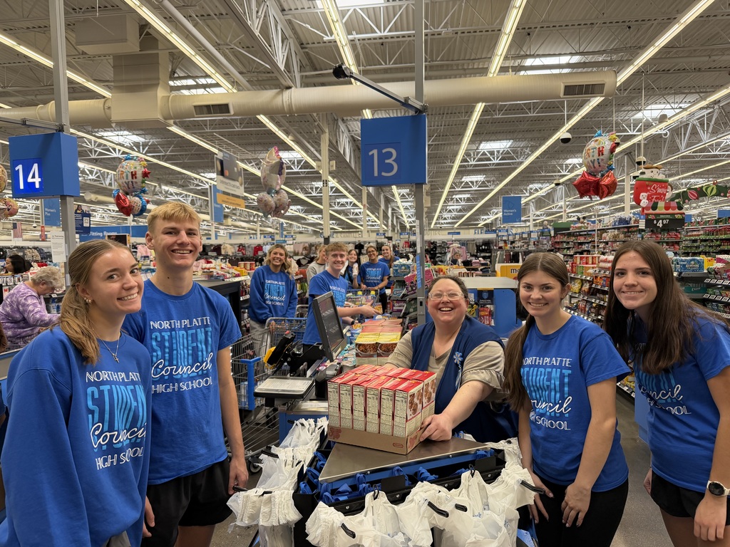 NPHS Student Council bringing canned goods from Walmart.