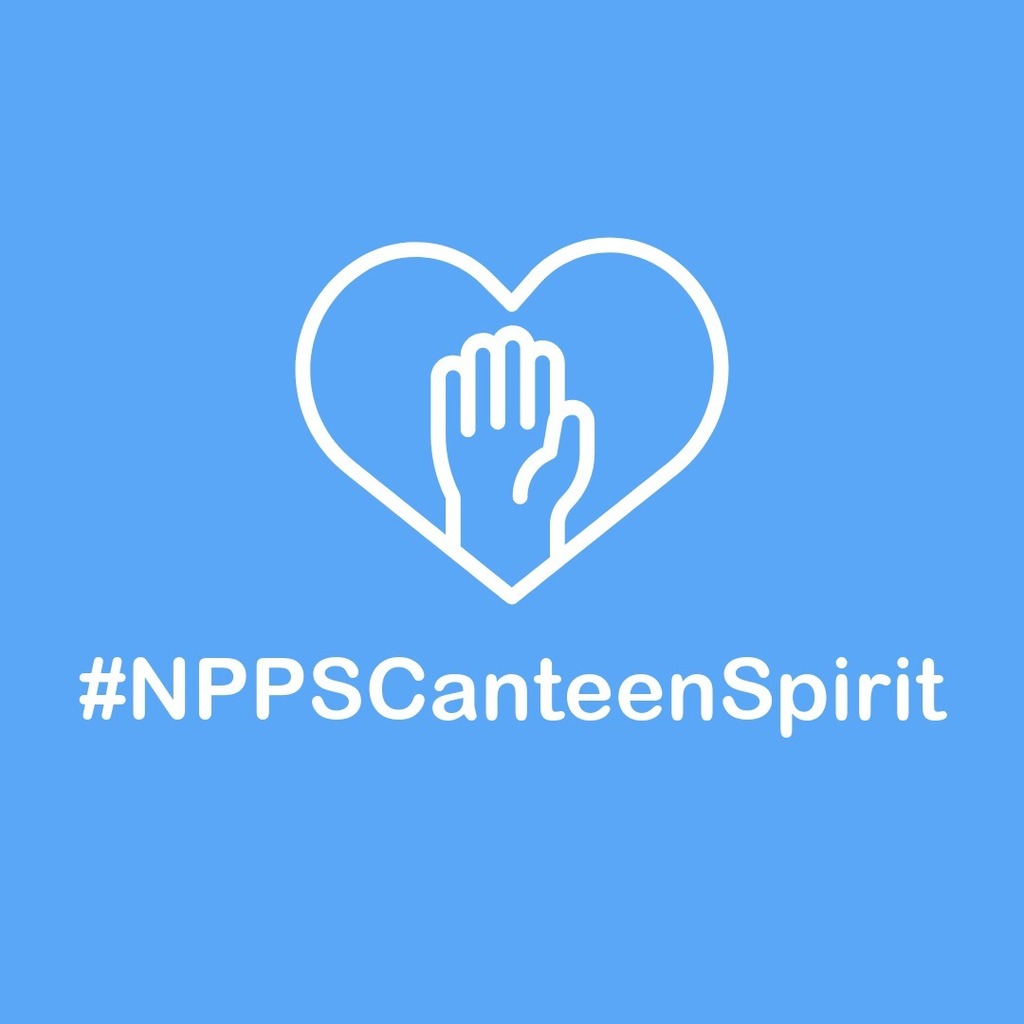 Heart icon with hand raised that says #NPPSCanteenSpirit
