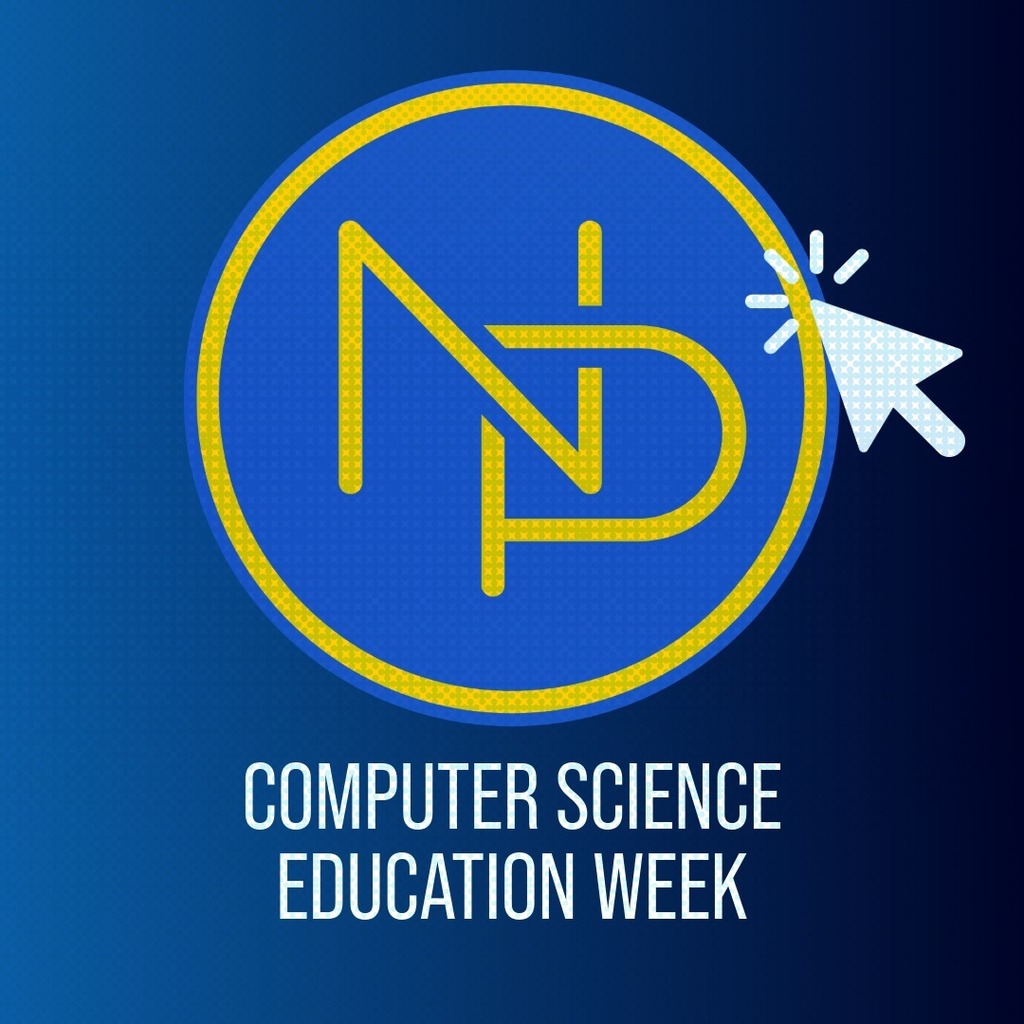 NP Logo with a cursor clicking and text that reads Computer Science Education Week