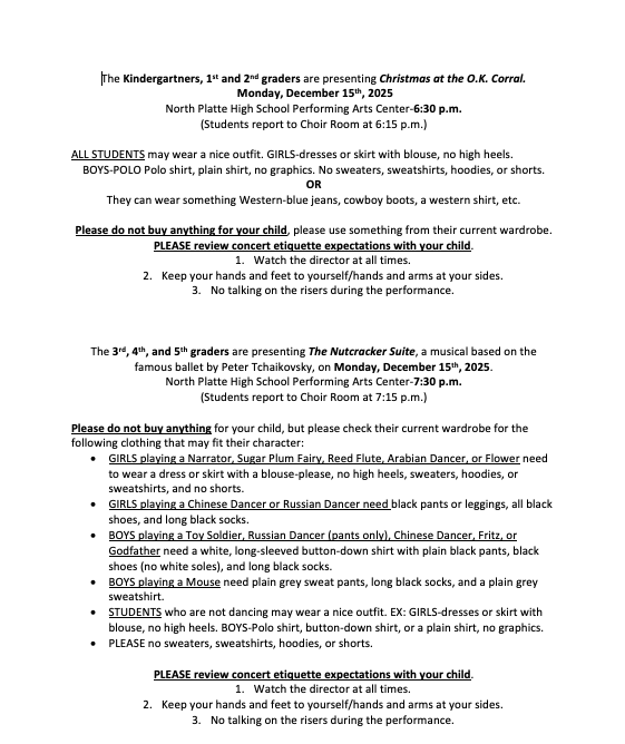 Music Program Information