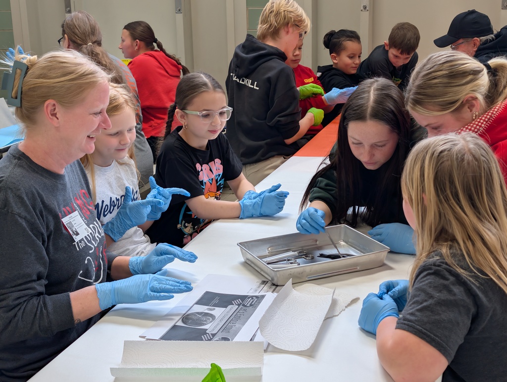 Students and community members looking at fish.