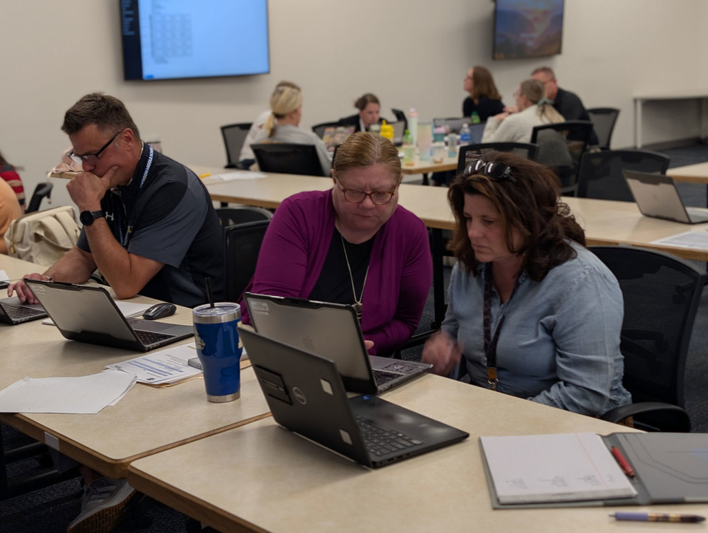 Middle School Administrators and Guidance Counselor in Schedule Training.