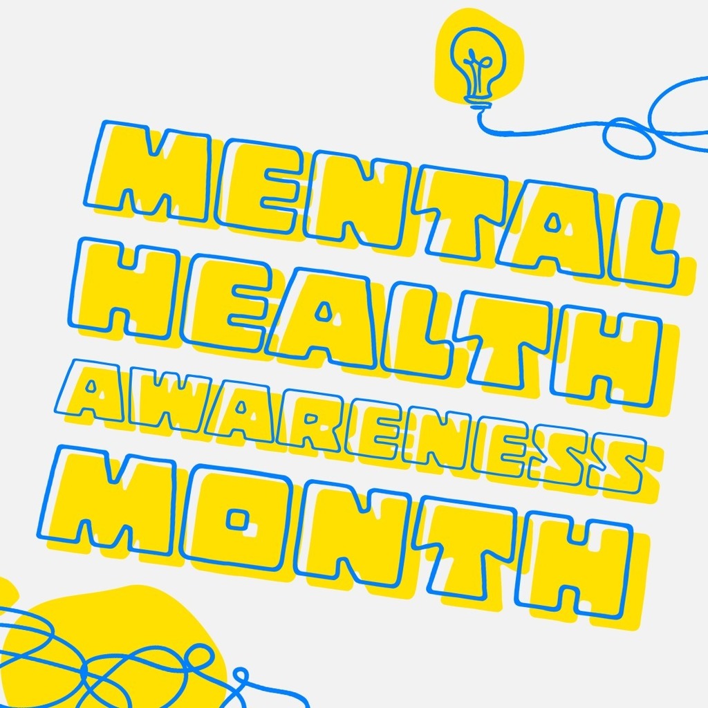 Lightbulb graphic with text that reads Mental Health Awareness Month