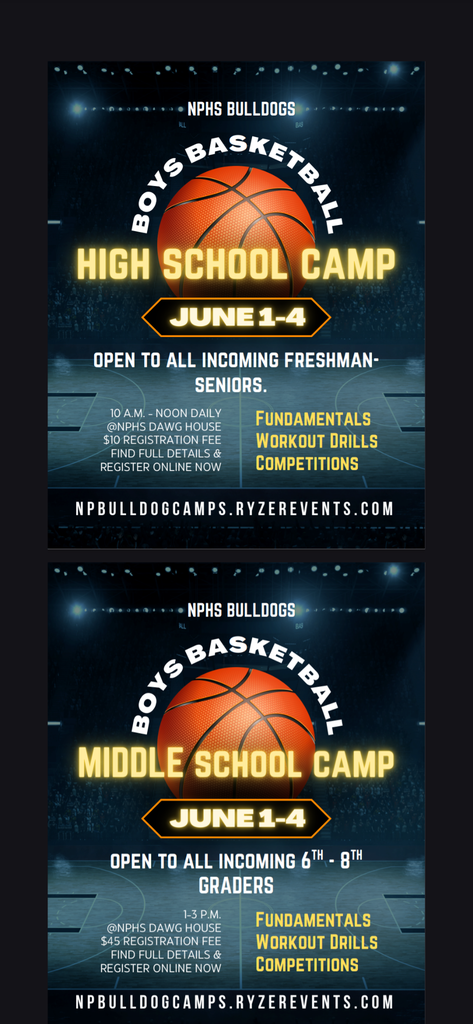 High school camp June1-4 Middle School Camp June1-4