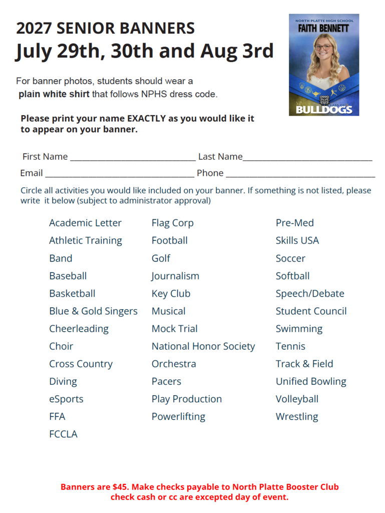 Senior Portrait order form