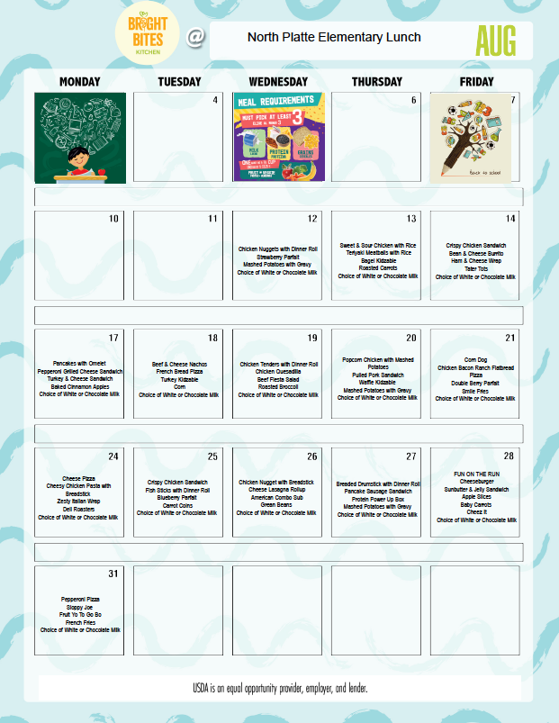 August Lunch Menu