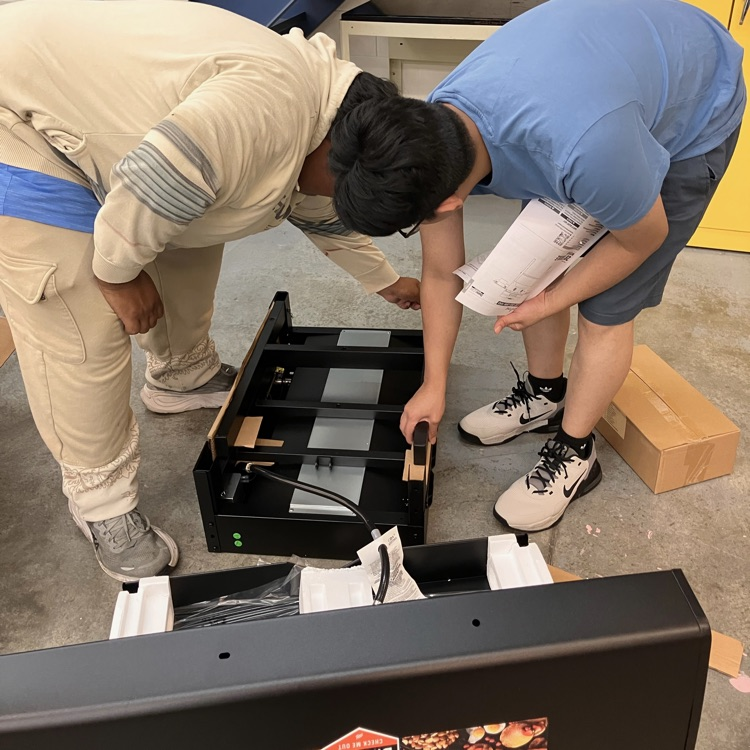 Students assemble equipment for Culinary II