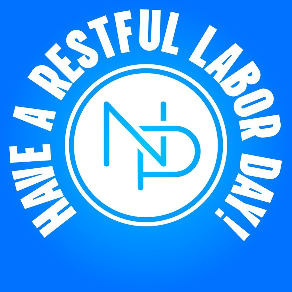 Blue and white interlocking NP logo with text circling the outside that reads: Have a restful labor day!