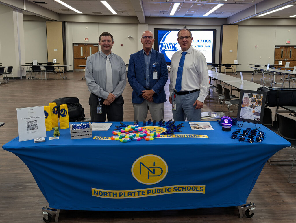 Mr. Petersen, Mr. Mills, and Mr. Spotanski at UNK Education Opportunities Fair