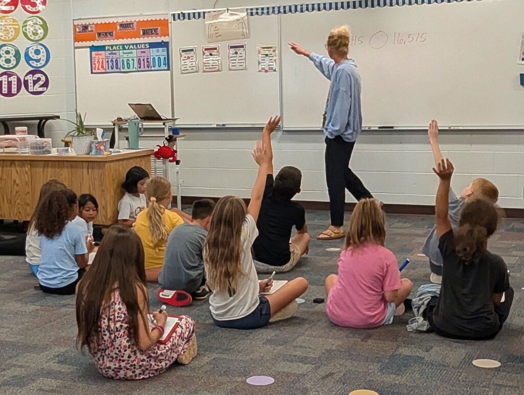 Students answering math questions