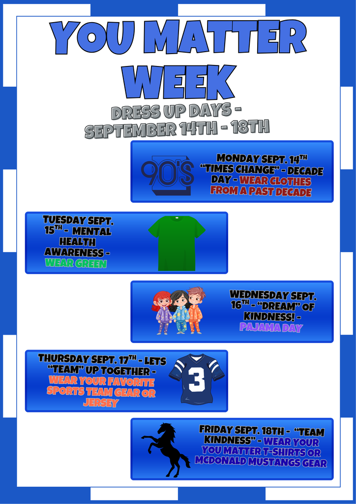 You Matter Week Student Dress Up Days Flyer